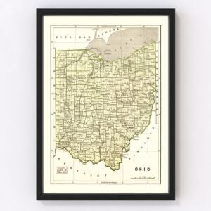Vintage Map of Ohio 1845