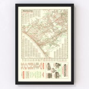 Vintage Map of Los Angeles, California 1926