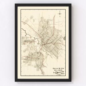 Vintage Map of Dallas, Texas 1925
