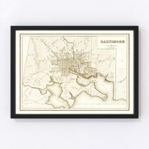 Vintage Map of Baltimore, Maryland 1838