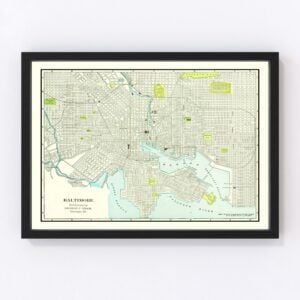 Vintage Map of Baltimore, Maryland 1892