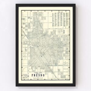 Vintage Map of Fresno, California 1920