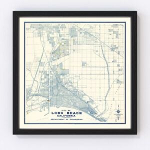 Vintage Map of Long Beach, California 1935