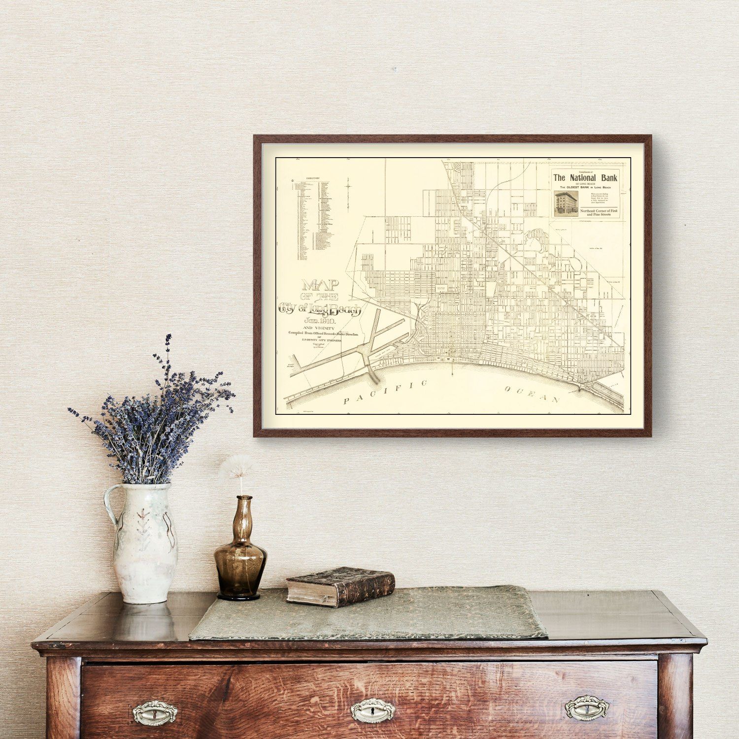 Vintage Map of Long Beach, California 1910 by Ted's Vintage Art