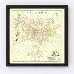 Vintage Map of Louisville, Kentucky 1906