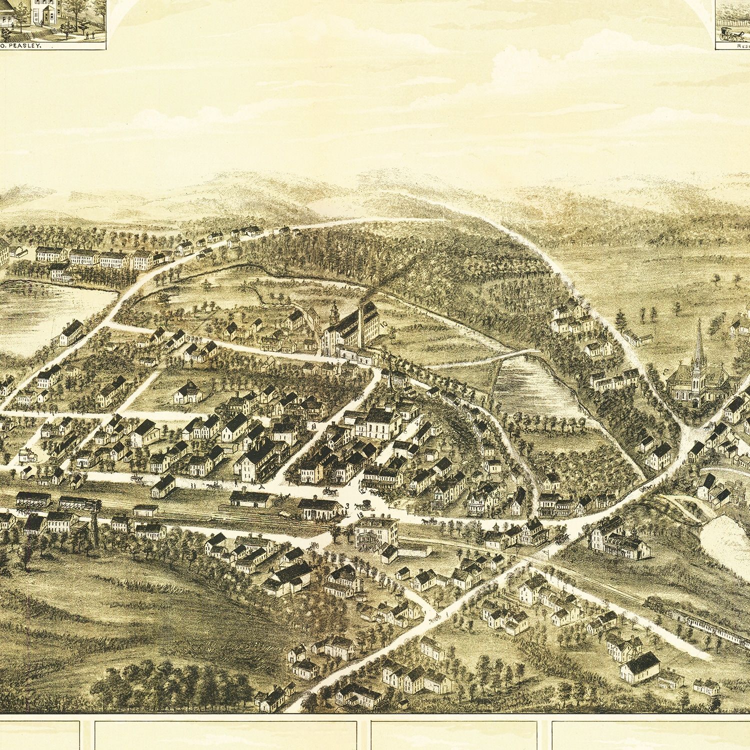 Vintage Map of Shirley, Massachusetts 1892 by Ted's Vintage Art