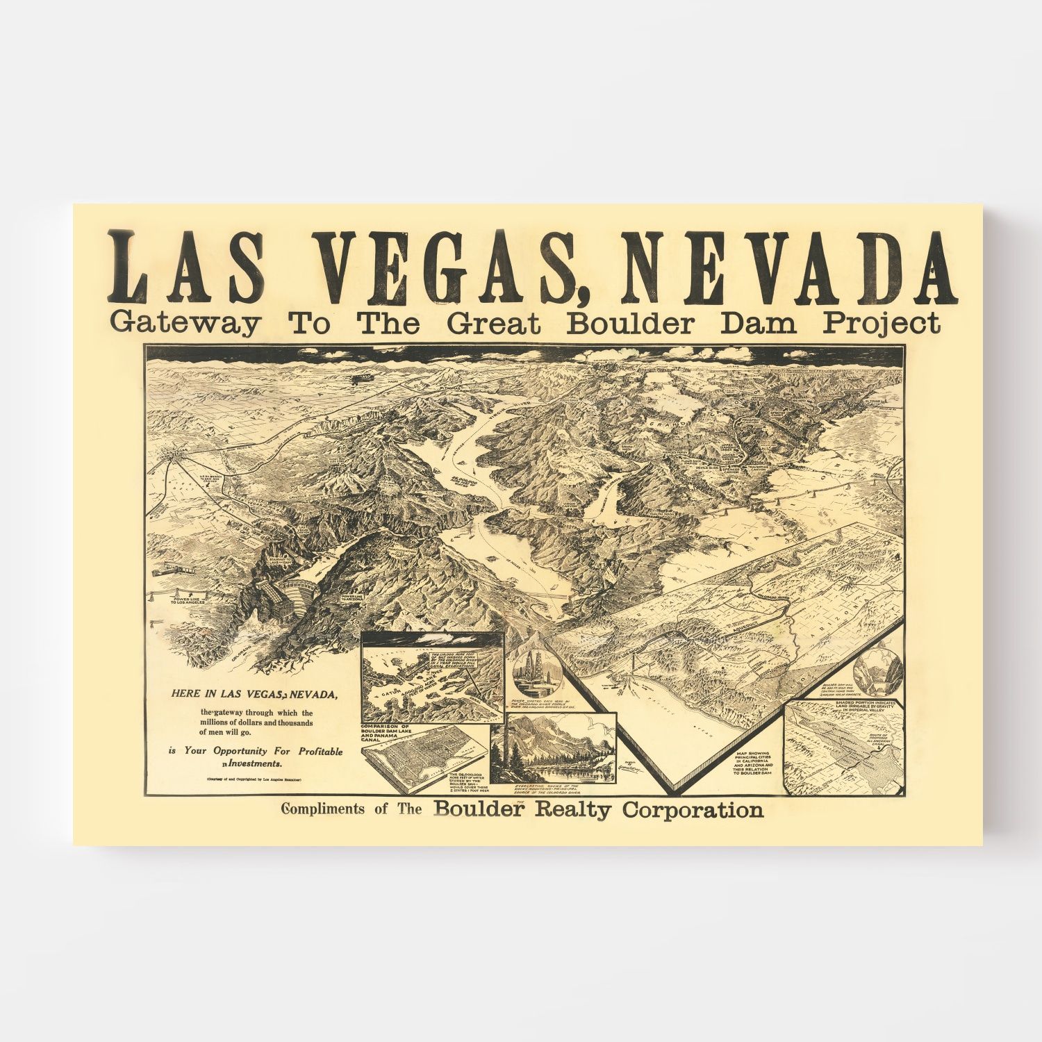 Las Vegas Map : Vintage Las Vegas Map Print Old Las Vegas 