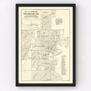 Vintage Map of Fargo, North Dakota 1910