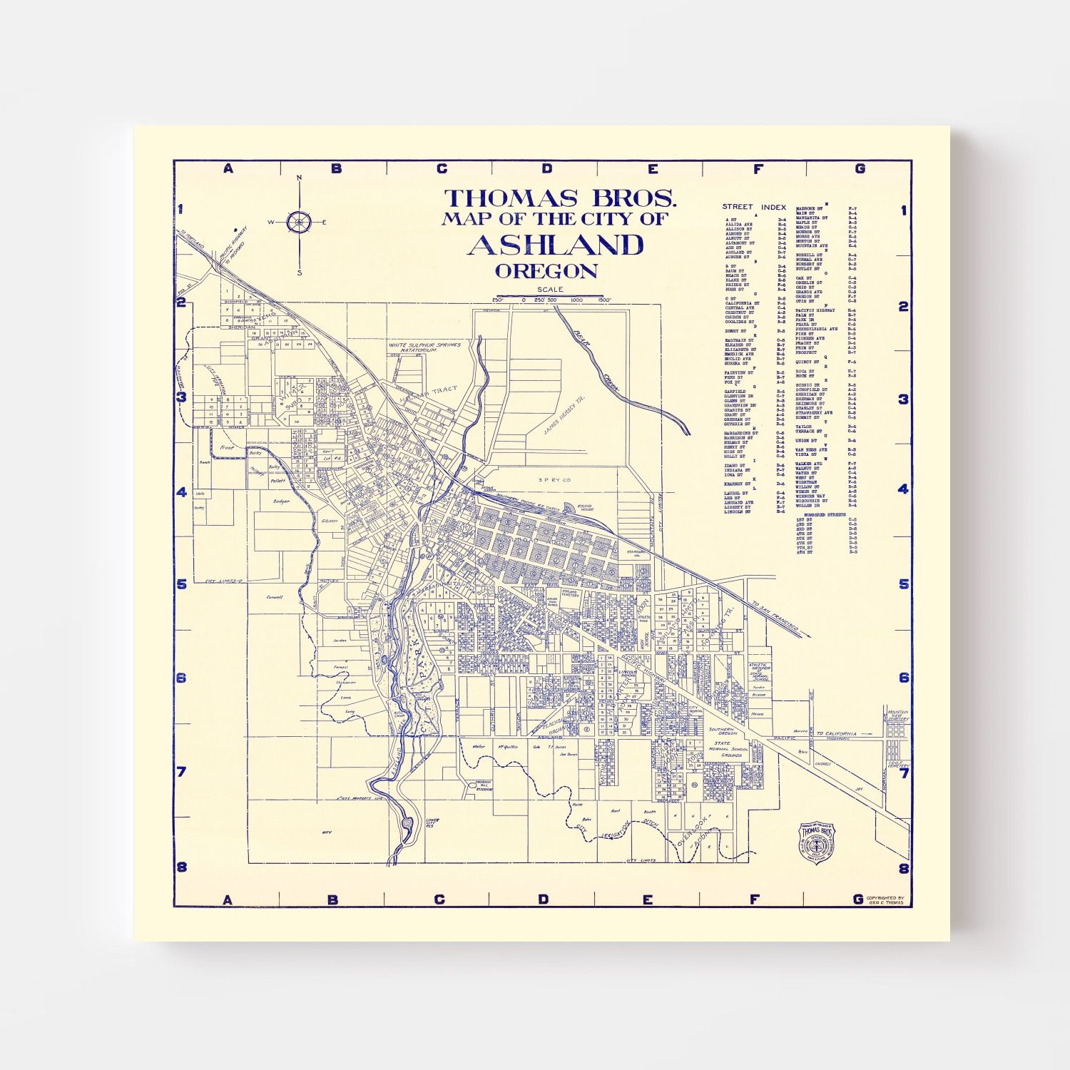 Vintage Map Of Ashland Oregon 1920 By Ted S Vintage Art   8689 2 