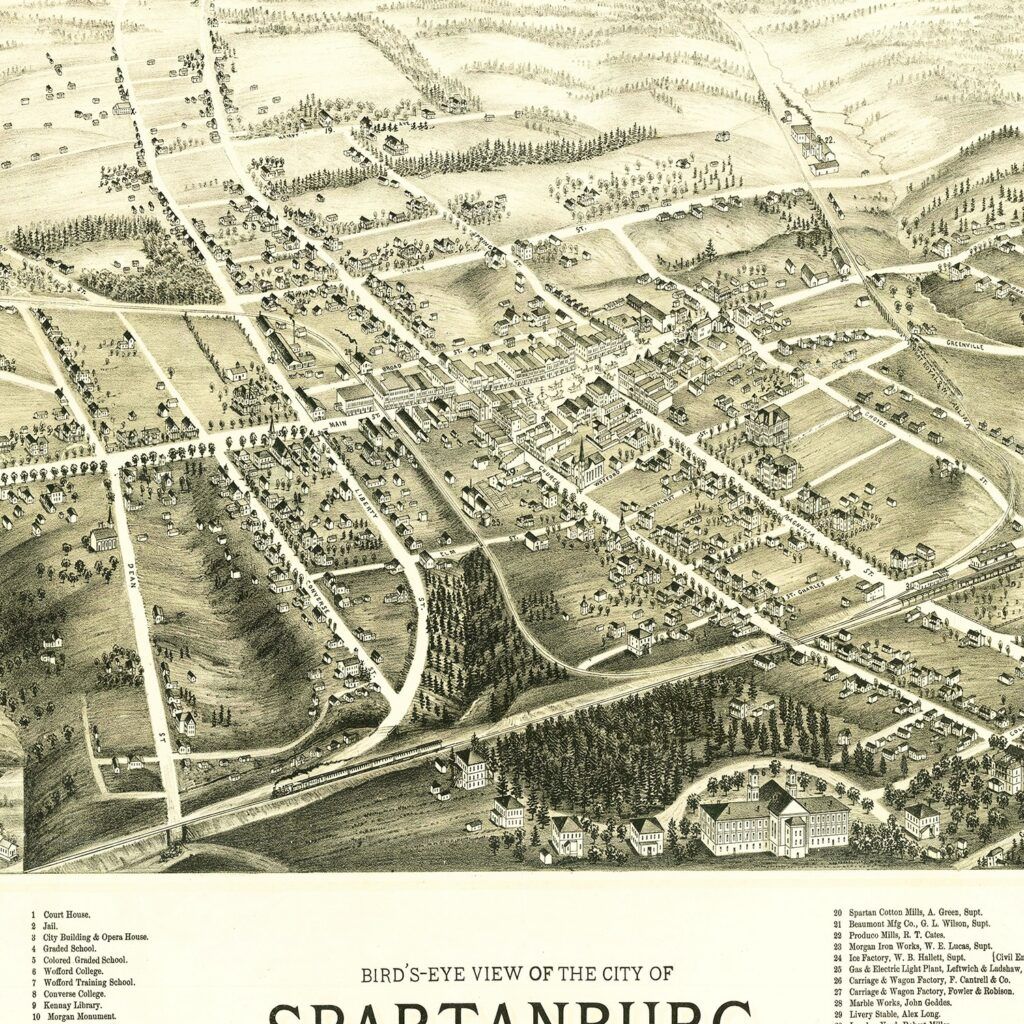 Vintage Map of Spartanburg, South Carolina 1891 by Ted's Vintage Art