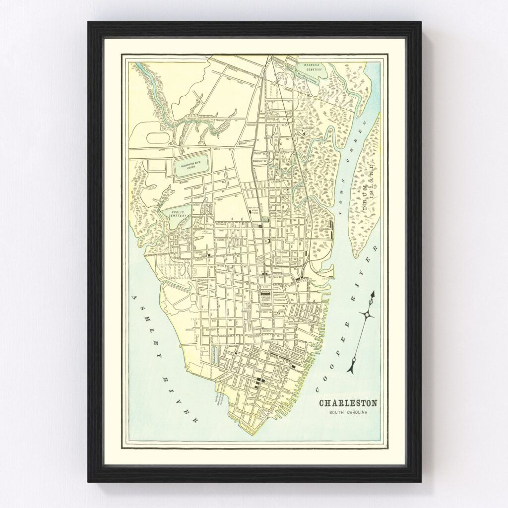 Vintage Map of Charleston, South Carolina 1895 by Ted's Vintage Art