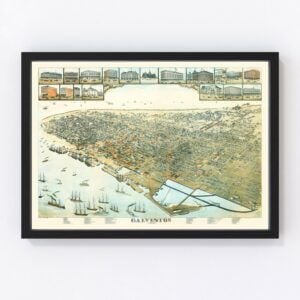 Vintage Map of Galveston, Texas 1885