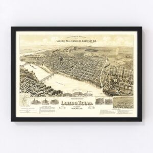Vintage Map of Laredo, Texas 1890