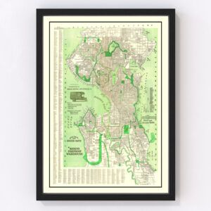 Vintage Map of Seattle, Washington 1913