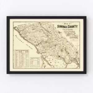 Vintage Map of Sonoma County, California 1902