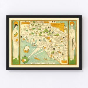 Vintage Map of Orange County, California 1929