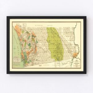 Vintage Map of San Diego County, California 1900