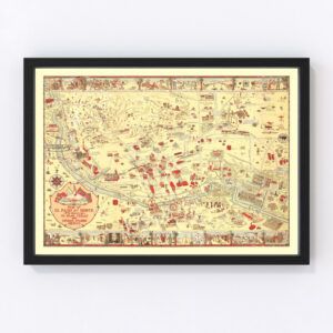 Vintage Map of El Paso, TX Business Section 1932