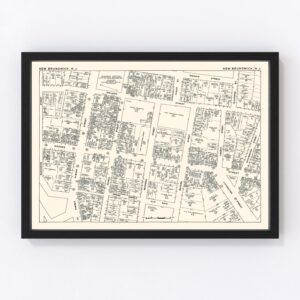 Vintage Map of New Brunswick, NJ Business Section 1947