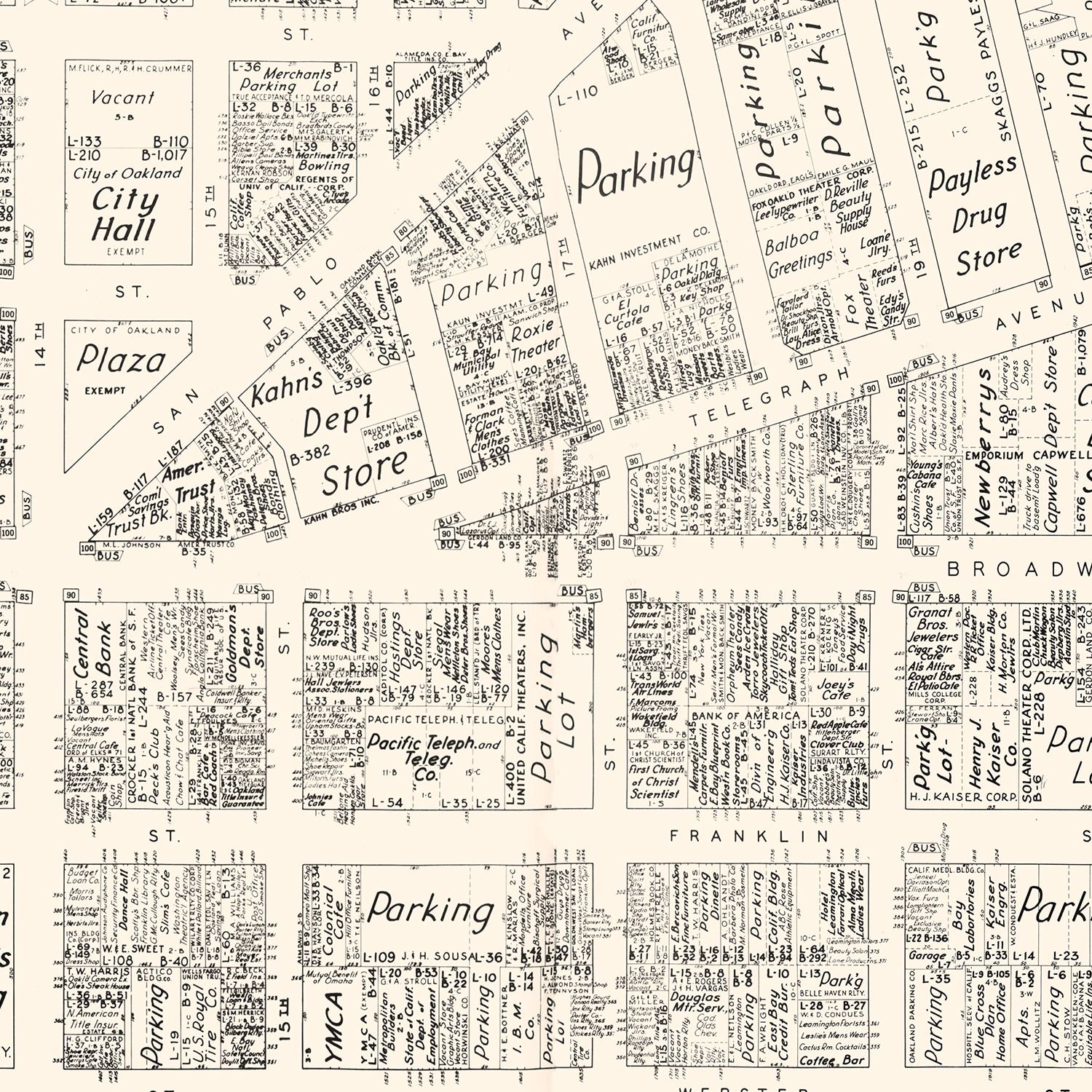 Vintage Map Of Oakland CA Business Section 1952 By Ted S Vintage Art   8868 3 