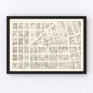 Vintage Map of Oakland, CA Business Section 1952