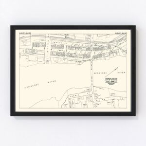 Vintage Map of Augusta, ME Business Section 1946