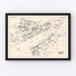 Vintage Map of Bangor, ME Business Section 1946
