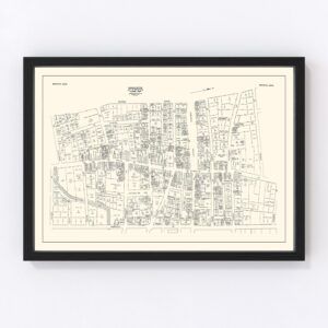 Vintage Map of Brockton, MA Business Section 1946