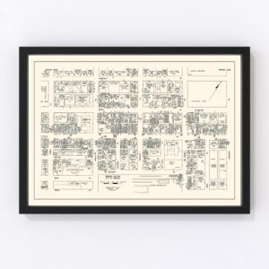 Vintage Map of Holyoke, MA Business Section 1946
