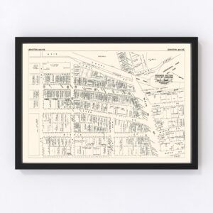 Vintage Map of Lewiston, ME Business Section 1946