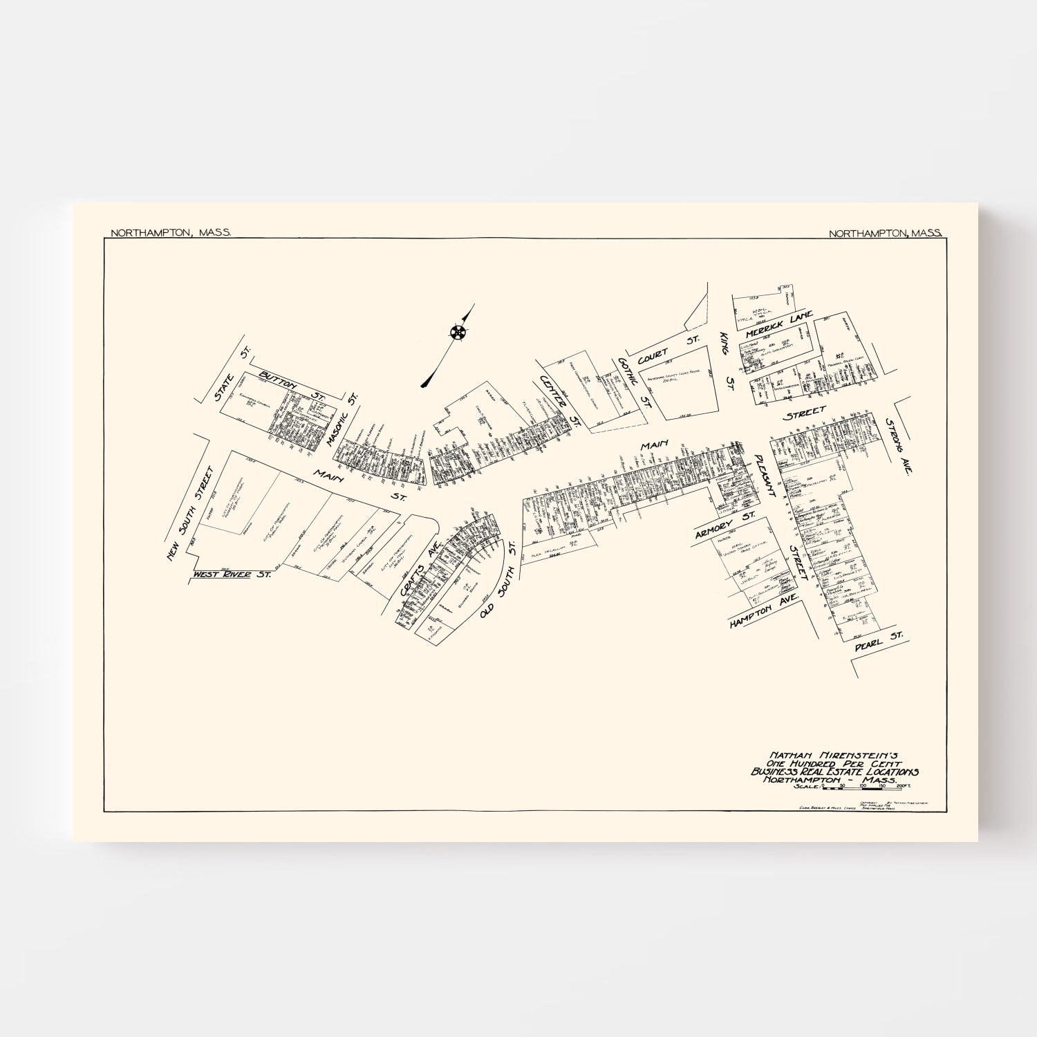 Vintage Map Of Northampton MA Business Section 1929 By Ted S Vintage Art   8991 2 