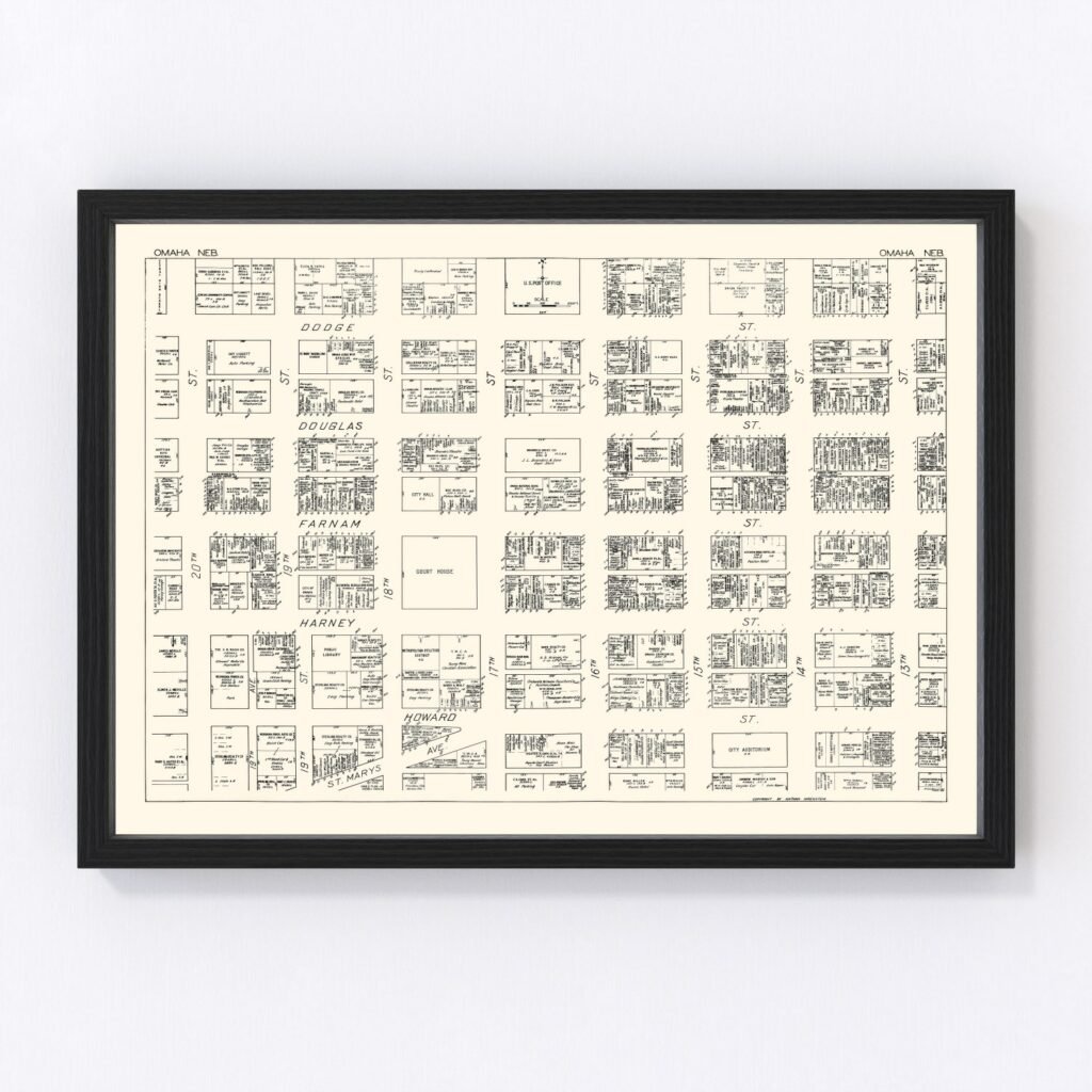 Vintage Map Of Omaha NE Business Section 1929 By Ted S Vintage Art   8993 1024x1024 