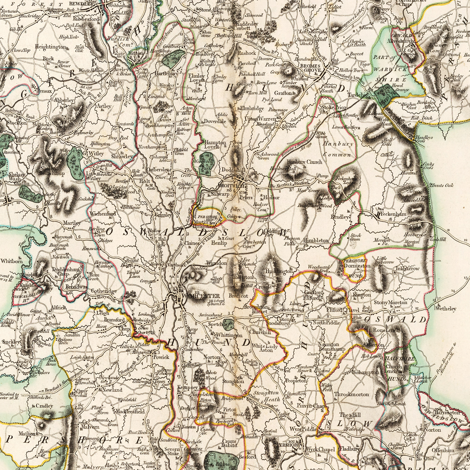 Vintage Map of Worcestershire County England, 1801 by Ted's Vintage Art