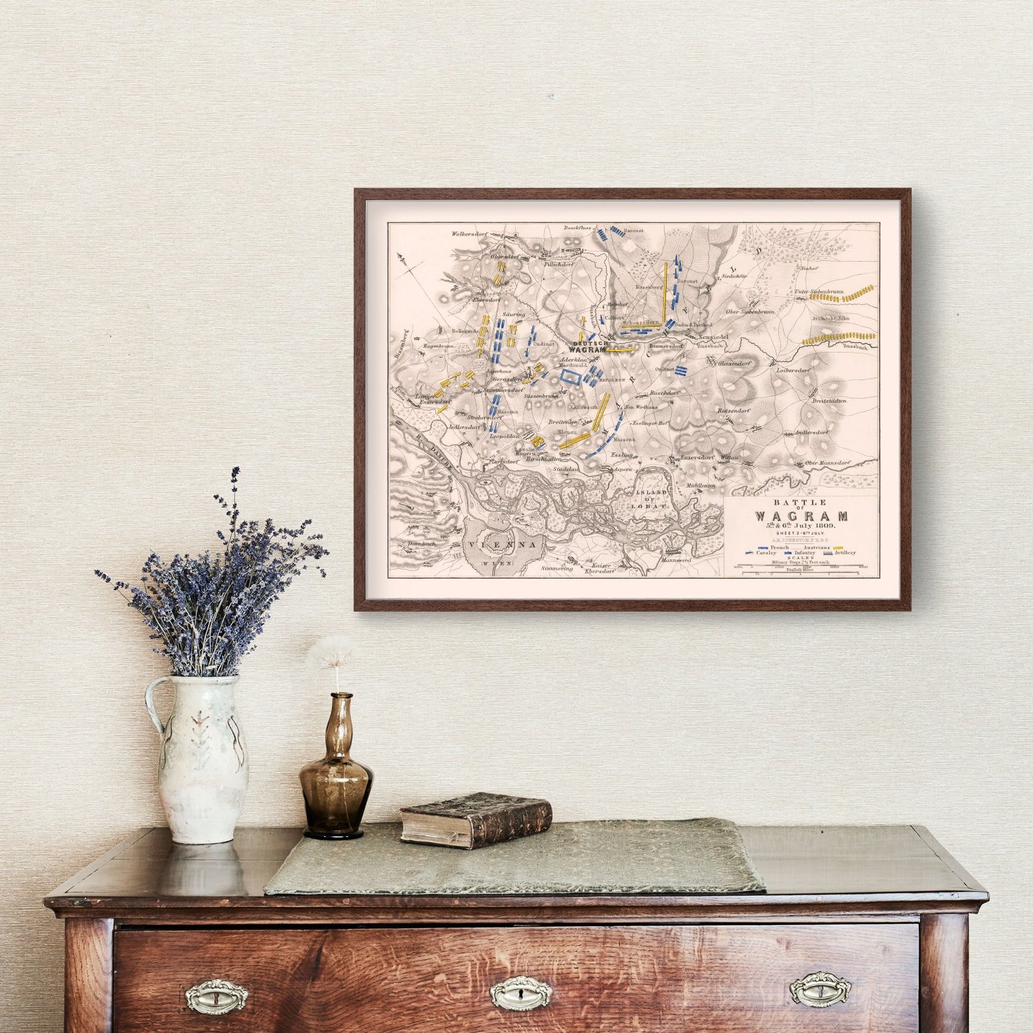 Vintage Map of the Battle of Wagram, 1809 by Ted's Vintage Art