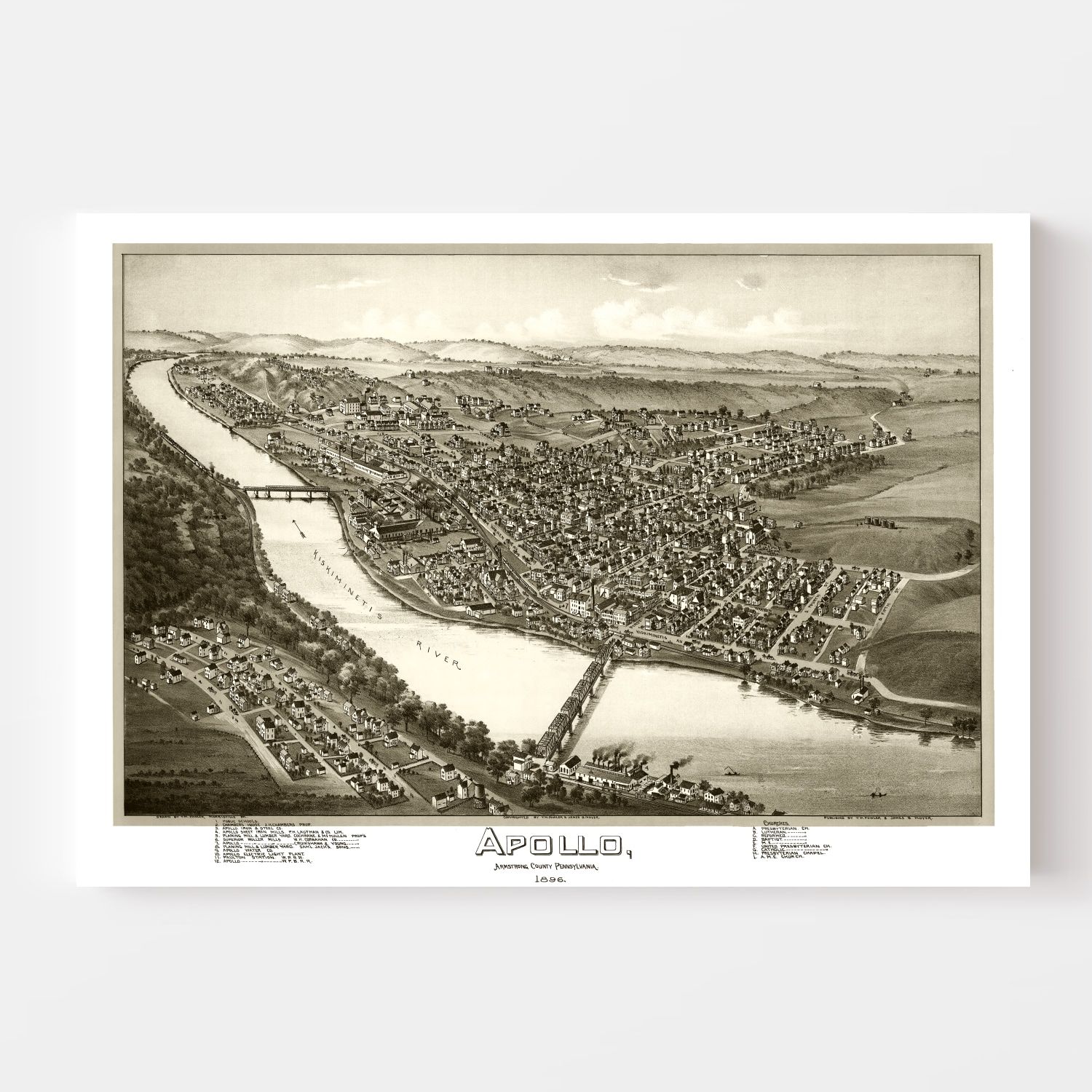 Vintage Map of Apollo, Pennsylvania 1896 by Ted's Vintage Art