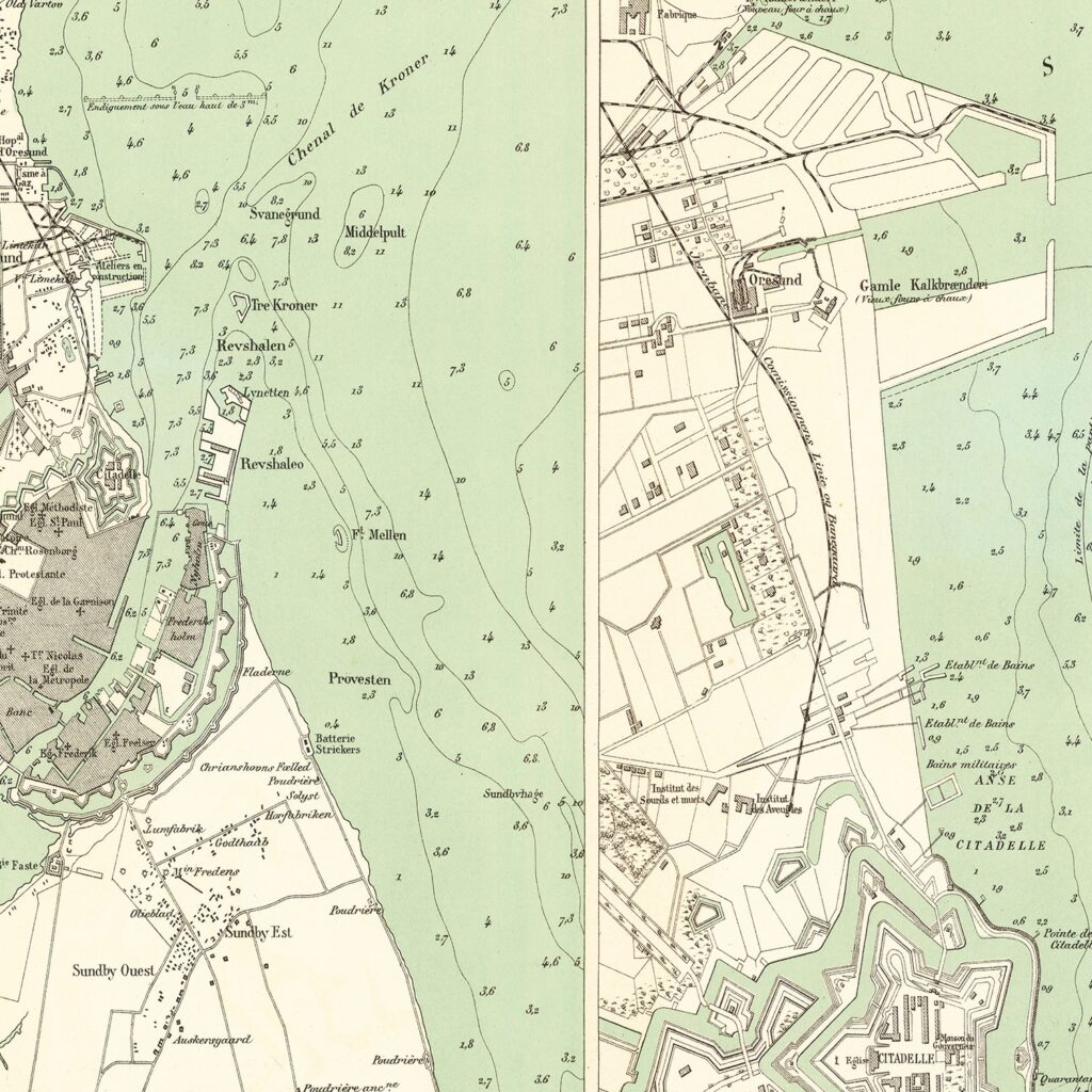 Vintage Map of Copenhagen, Denmark 1888 by Ted's Vintage Art