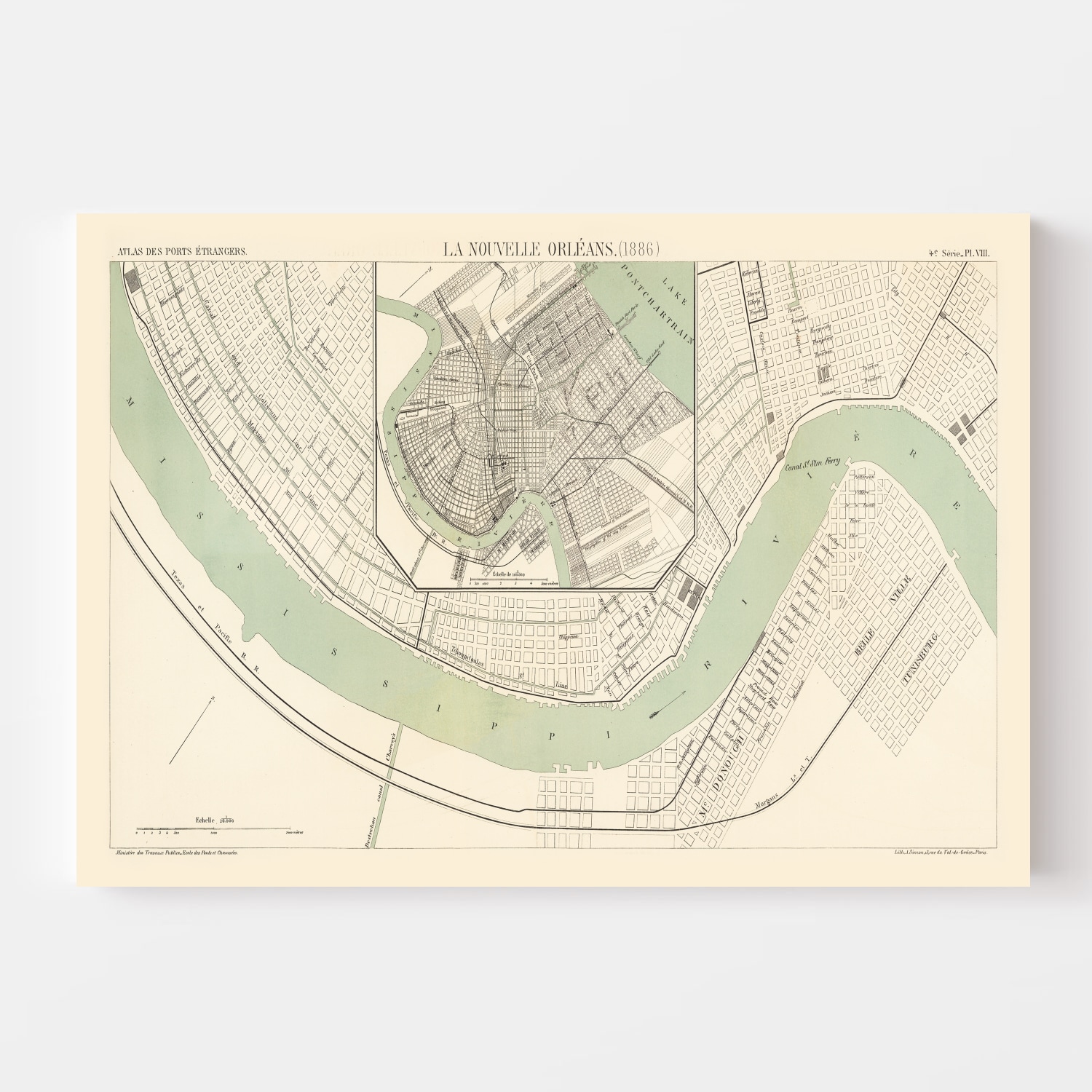 Vintage Map of New Orleans, Louisiana 1886 by Teds Vintage Art picture