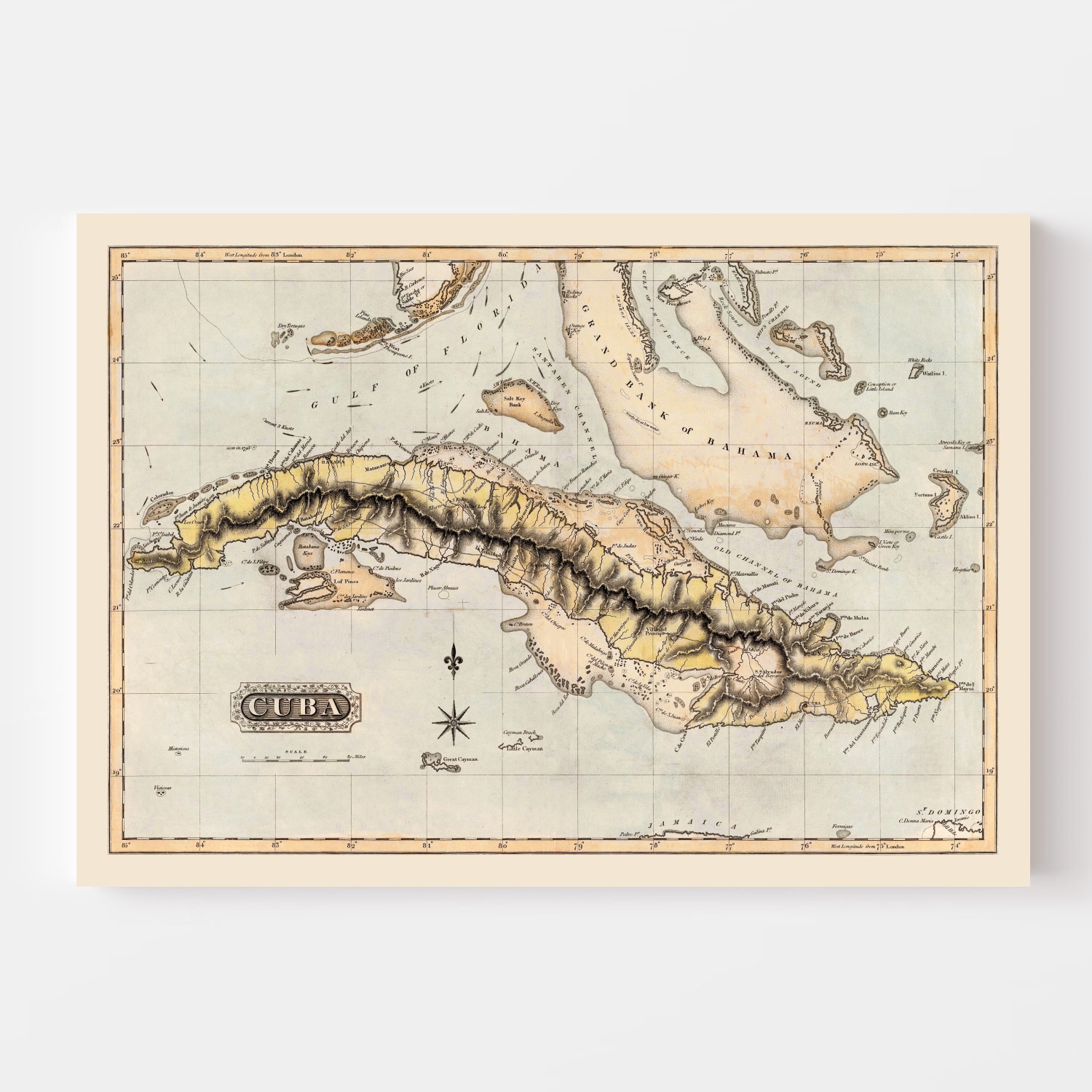 Vintage Map Of Cuba 1823 By Ted S Vintage Art   9628 2 