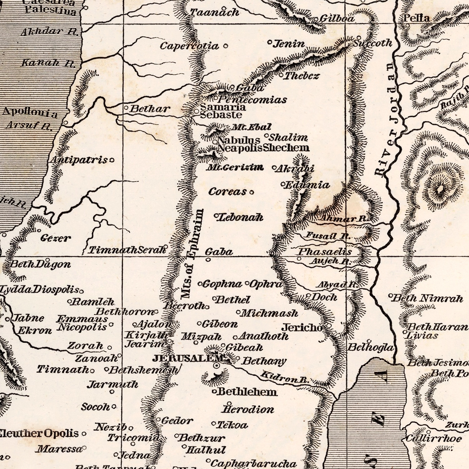 Vintage Map of Palestine, 1848 by Ted's Vintage Art