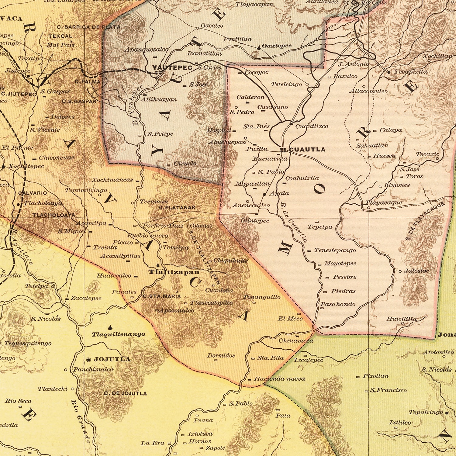 Vintage Map of Morelos Mexico, 1886 by Ted's Vintage Art