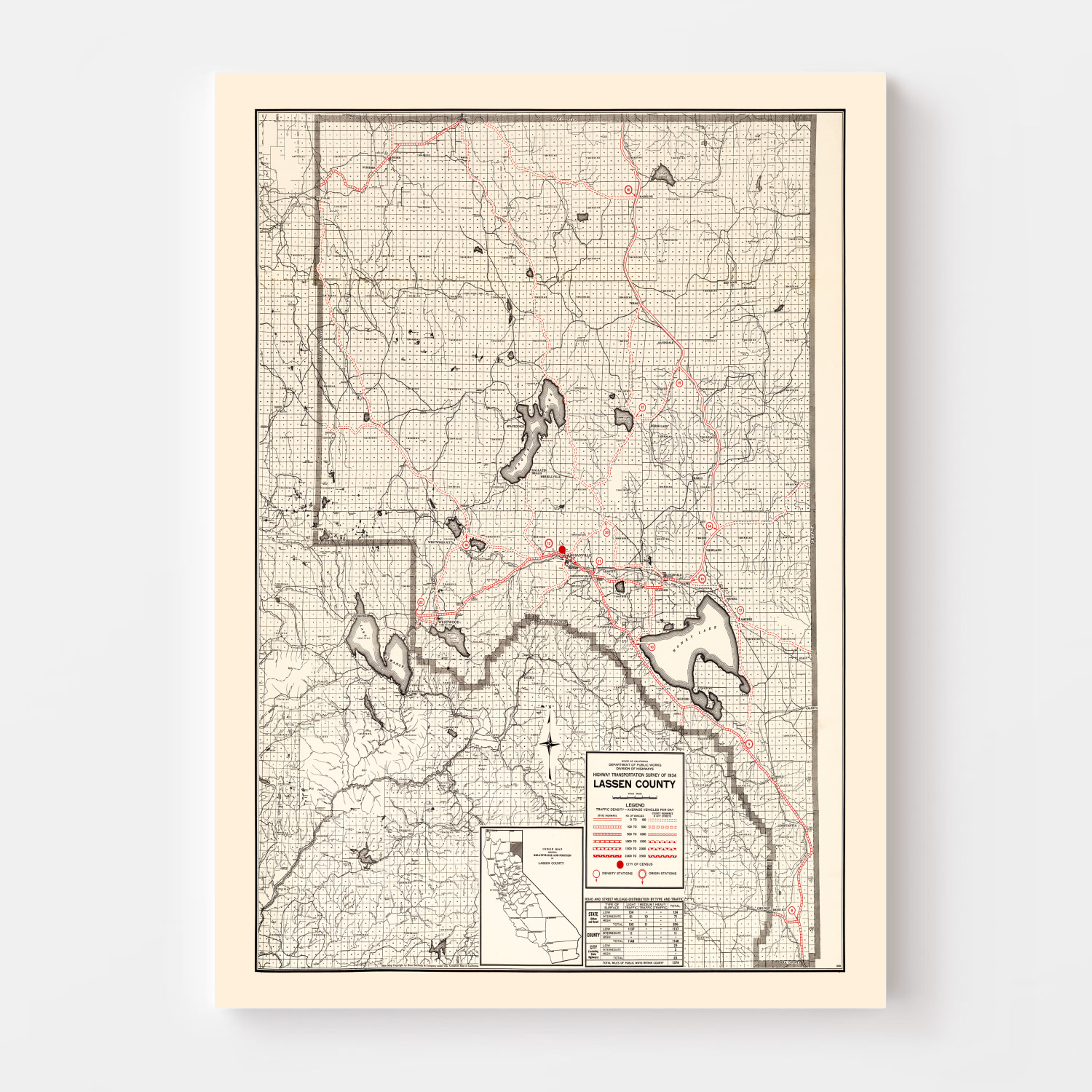 Vintage Map Of Lassen County California 1935 By Ted S Vintage Art   9723 2 