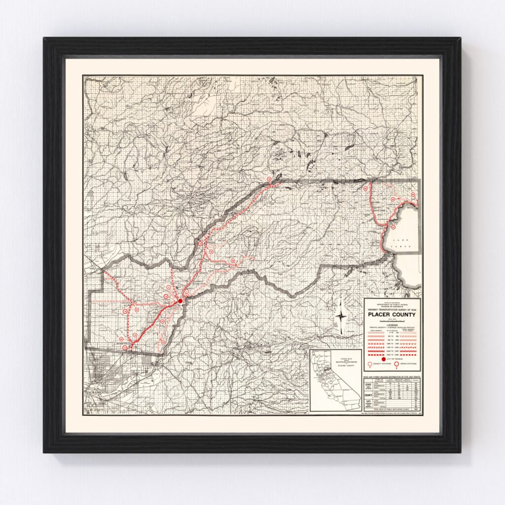 Vintage Map of Placer County, California 1935 by Ted's Vintage Art