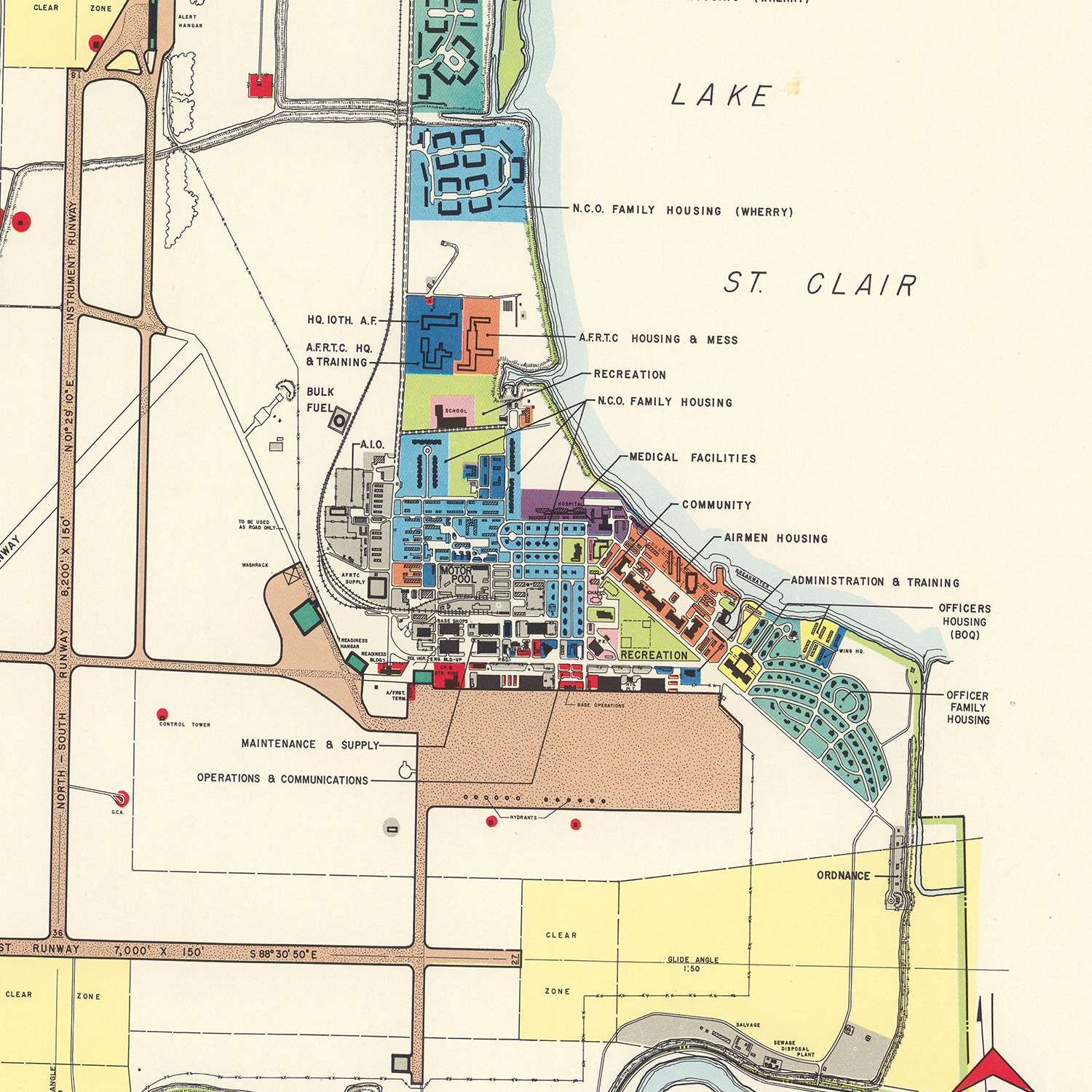 Vintage Map of Selfridge Air Fore Base, 1952 by Ted's Vintage Art