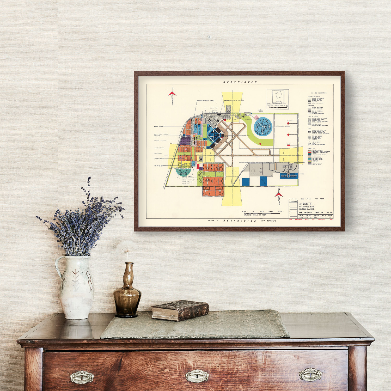 Vintage Map of Chanute Air Force Base, 1951 by Ted's Vintage Art