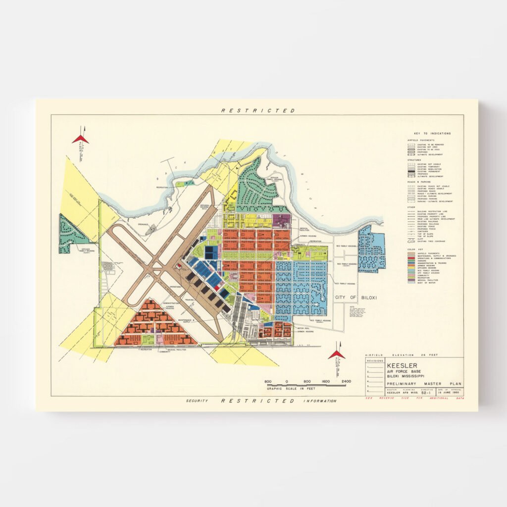 Vintage Map Of Keesler Air Force Base 1950 By Ted S Vintage Art   9891 2 1024x1024 