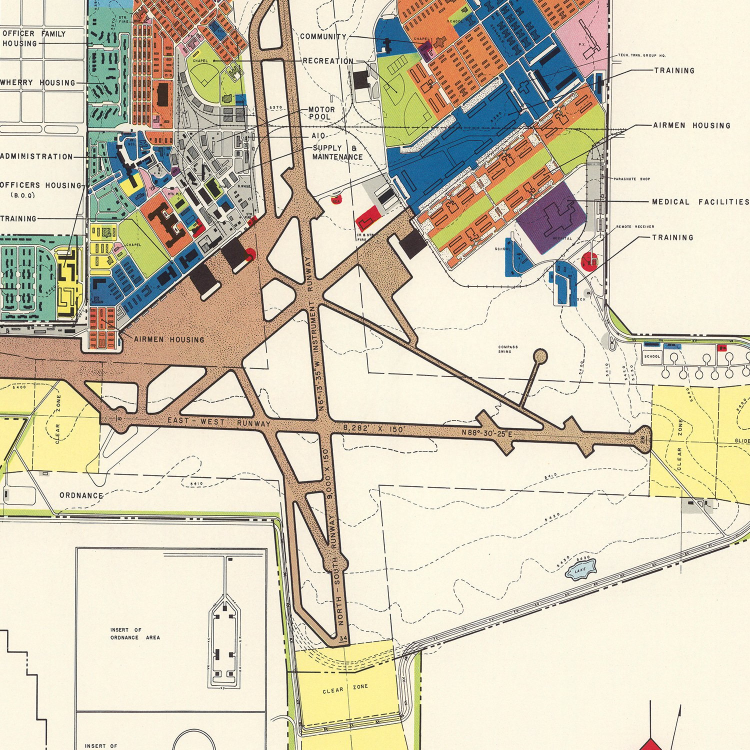 Vintage Map of Lowry Air Force Base, 1952 by Ted's Vintage Art