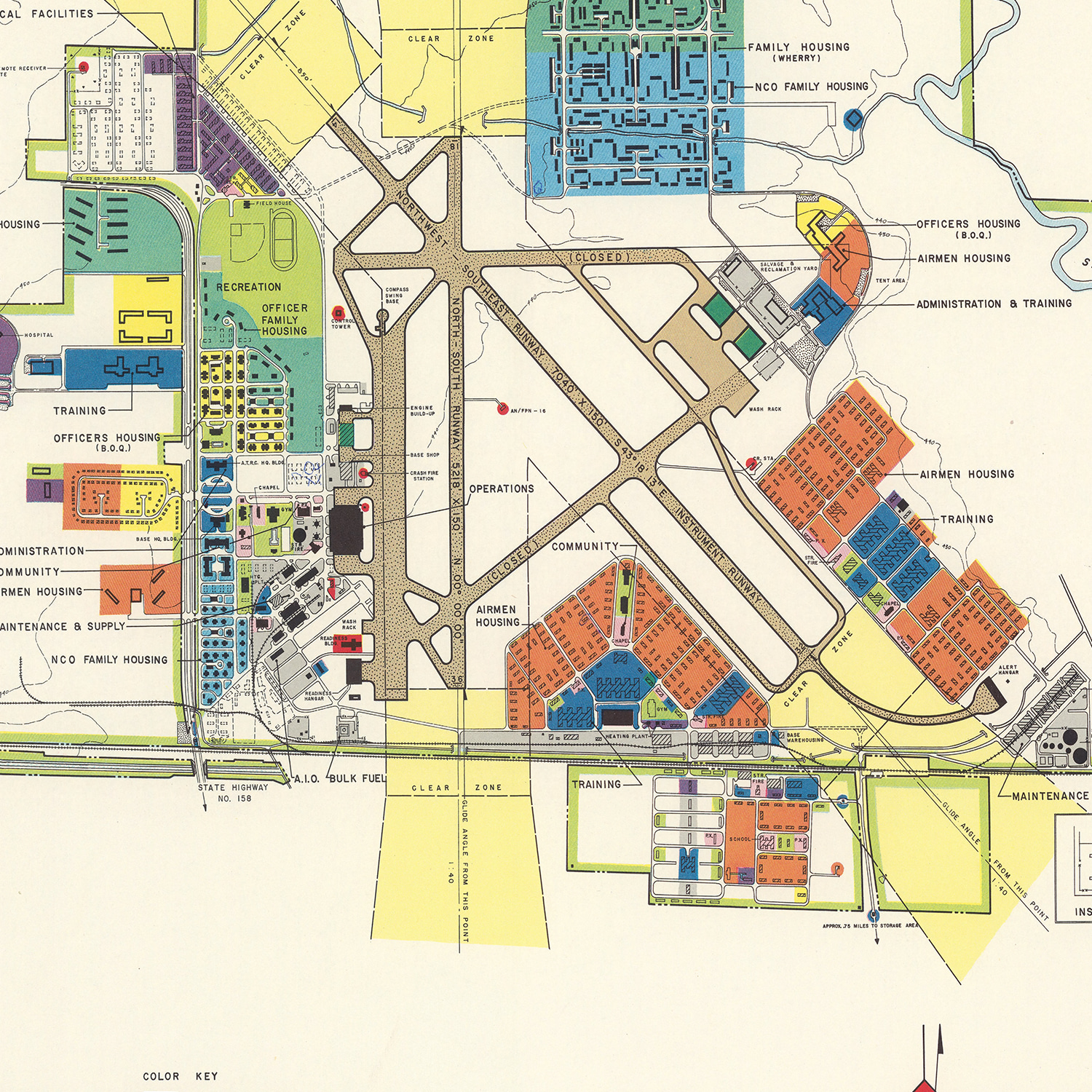 Vintage Map of Scott Air Force Base, 1952 by Ted's Vintage Art