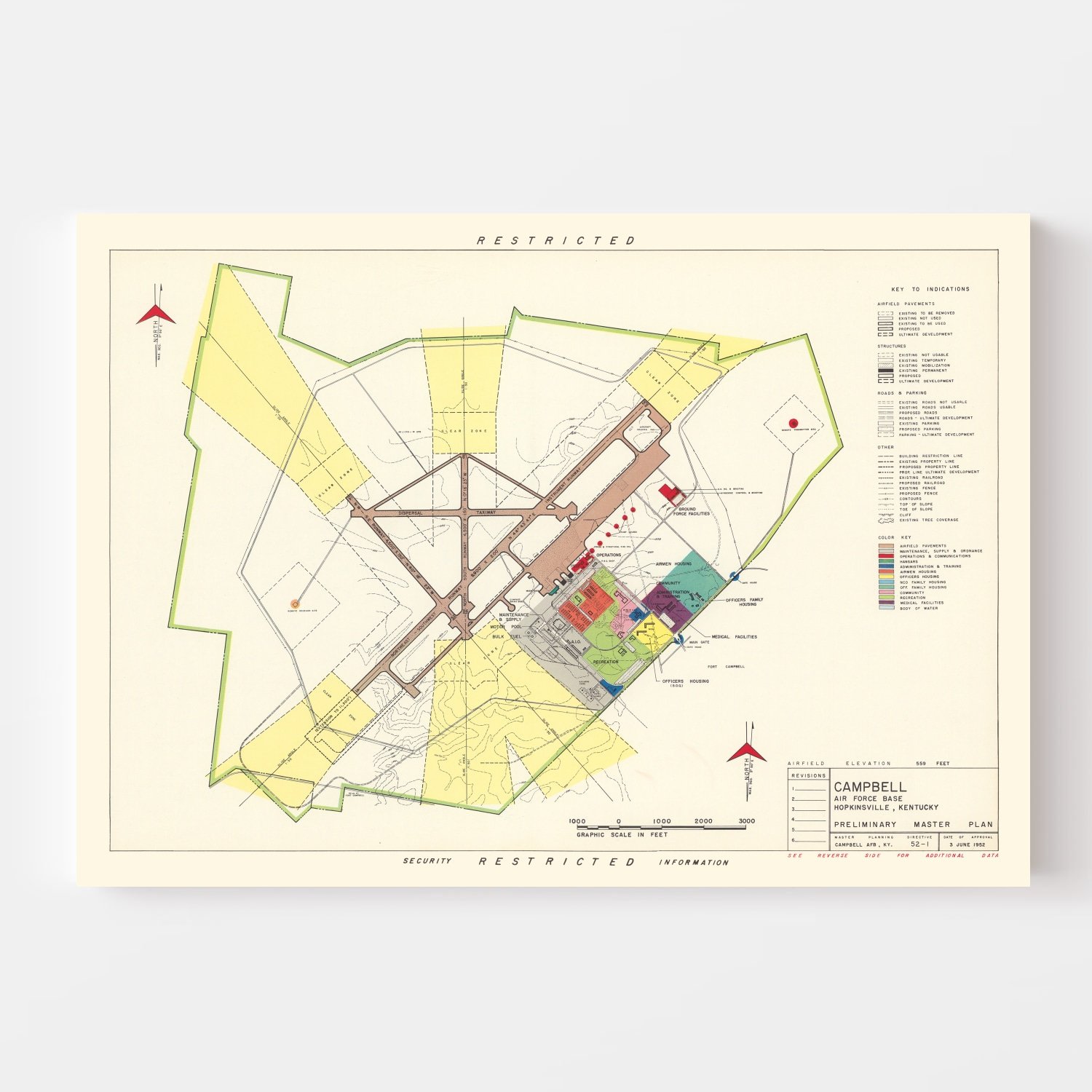 Vintage Map of Campbell Air Force Base, 1952 by Ted's Vintage Art