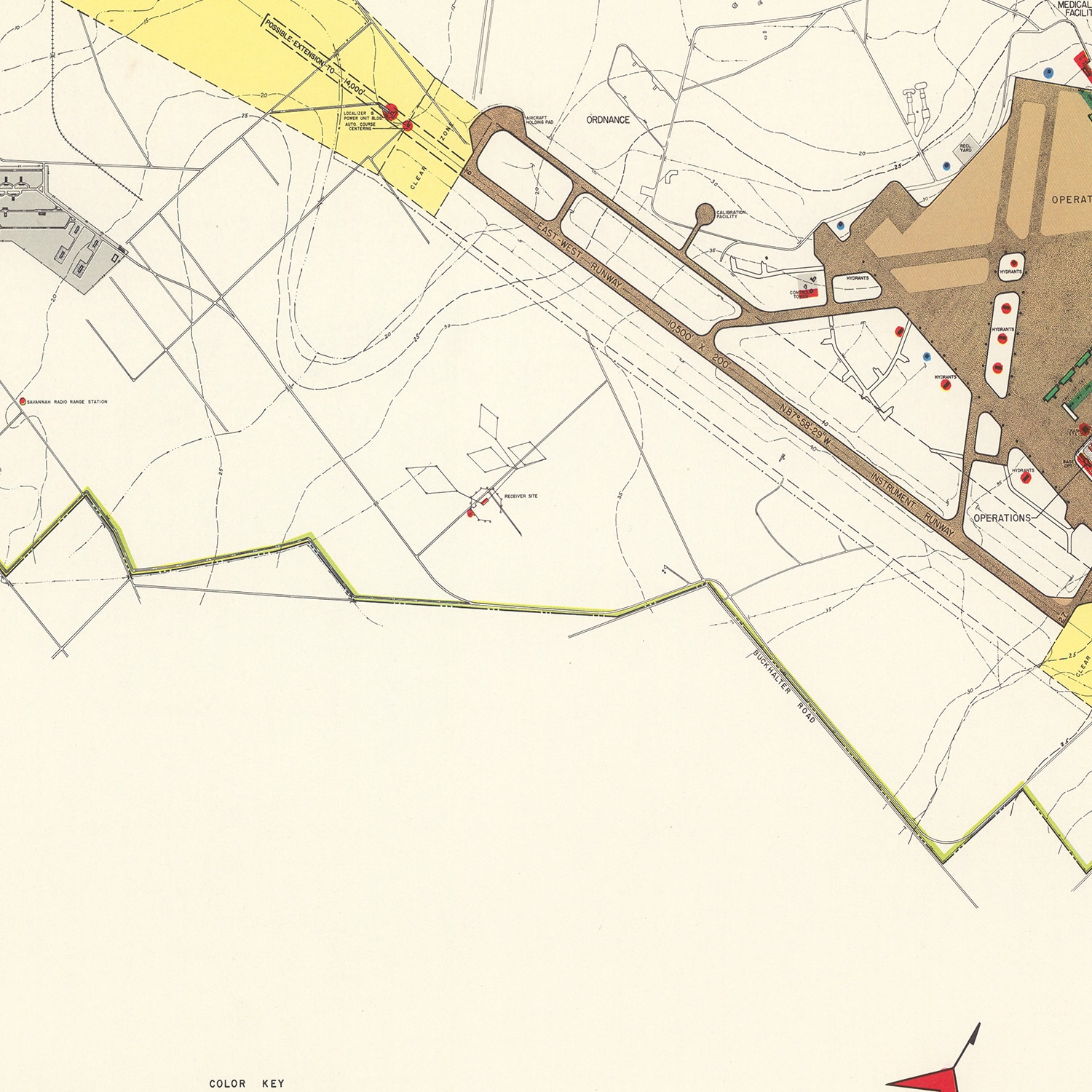 Vintage Map Of Hunter Air Force Base 1951 By Ted S Vintage Art   9977 3 