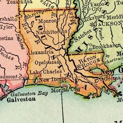 Louisiana Map 1848 - Museum Quality Vintage Louisiana Art Wall Decor -  Reproduction Old Map of Louisiana For Decorating Office, Living Room, Man  Cave